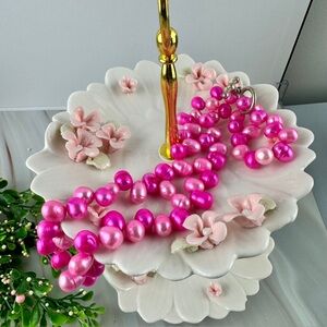 Stunning Hot Pink Baroque Pearl Necklace